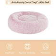 thumbnail image 3 of Cama calmante para perros y gatos WNPETHOME de piel sintética redonda de felpa 20 x 20 x 8 pulgadas rosa claro, 3 of 5