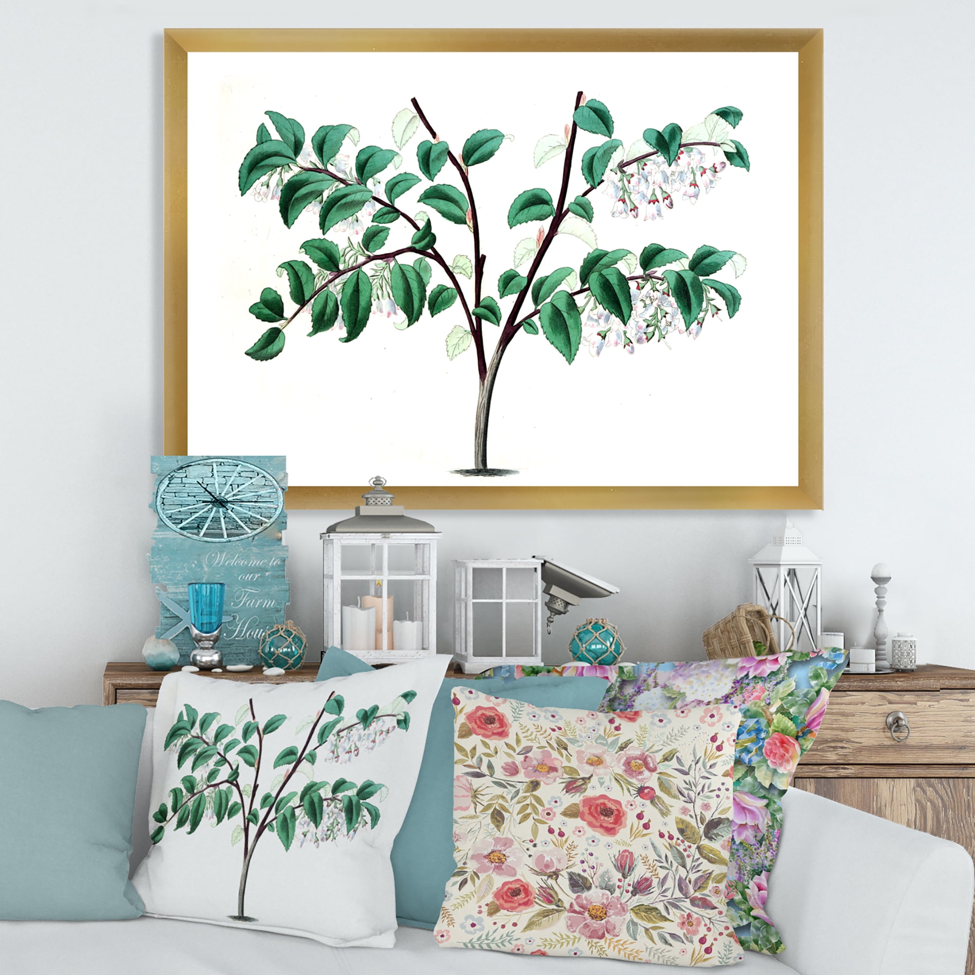 Designart 'Ancient Green Leaves Plants I' Traditional Framed Art Print