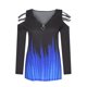 thumbnail image 4 of Blusa informal de manga larga con estampado degradado y cremallera suelta con cuello en V para mujer Pompotops gfhjh5128, 4 of 5
