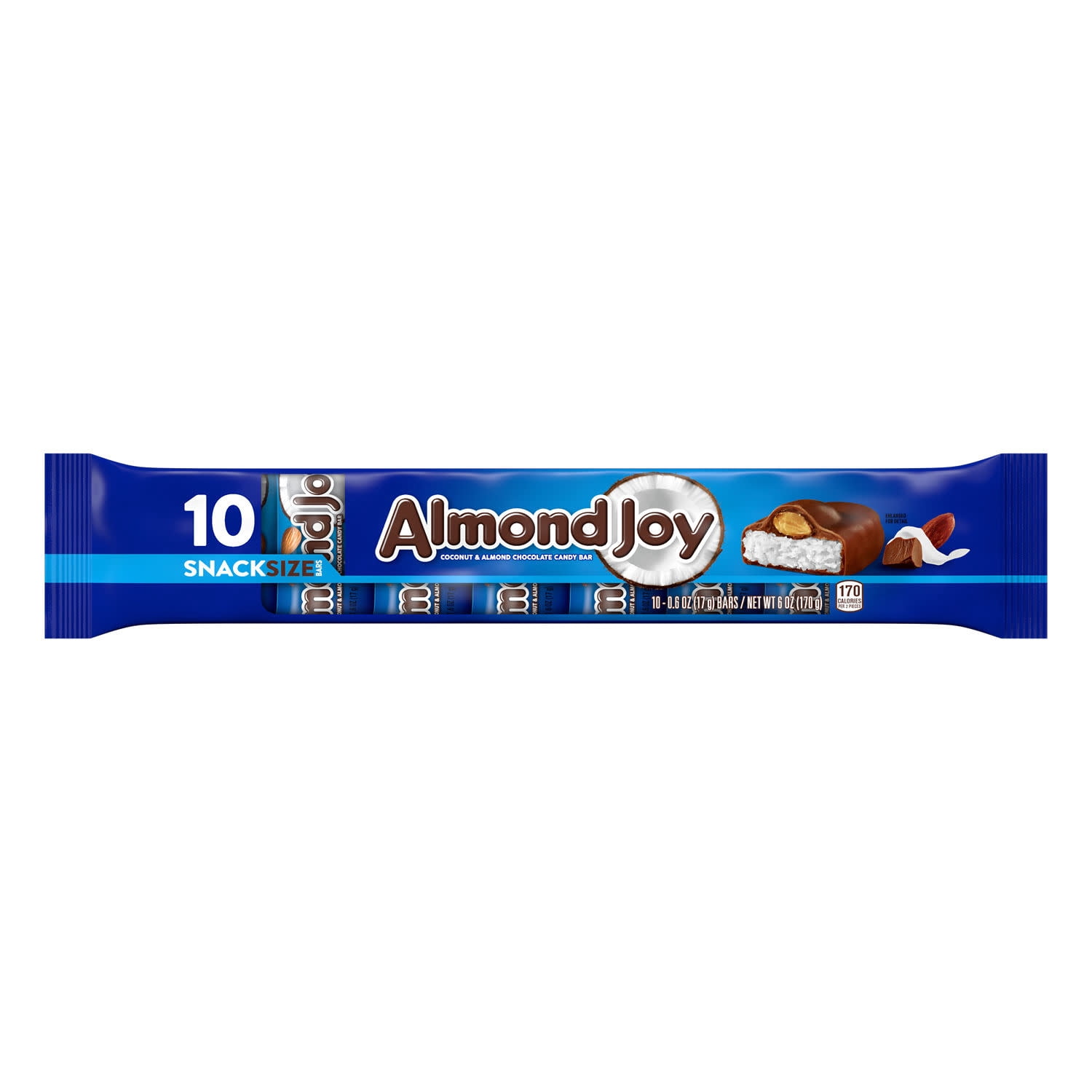 Almond Joy Coconut & Almond Chocolate Candy Bars & Miniatures, Snack Size, .6 oz (10 Count)