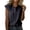 Navy, variant on Women's Scalloped Ruffle Crew Neck Cap Sleeve Linen Blend Button Front Shirts Loose Fit Solid Color Casual Daily Beach Travel Office Work Sleeveless Blouses(Navy, M)