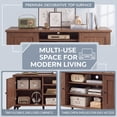 thumbnail image 3 of Mid Century Modern TV Stand for TVs up to 65 Inch, Entertainment Center with 2 Door & Open Shelf for Living Room, Bedroom,Brown, 3 of 9