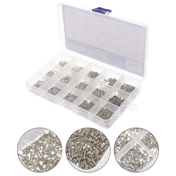 AURARMLET 1Set Assorted Plated Silver Self-Tapping Screws Kit for Wood Sheet Metal and Plastic Use