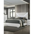 thumbnail image 2 of Queen Bed Frame - White High Gloss Finish with LED Headboard, Modern Bedroom Furniture, Engineered Wood & Metal, 61"W x 81"D, Box Spring Required., 2 of 10