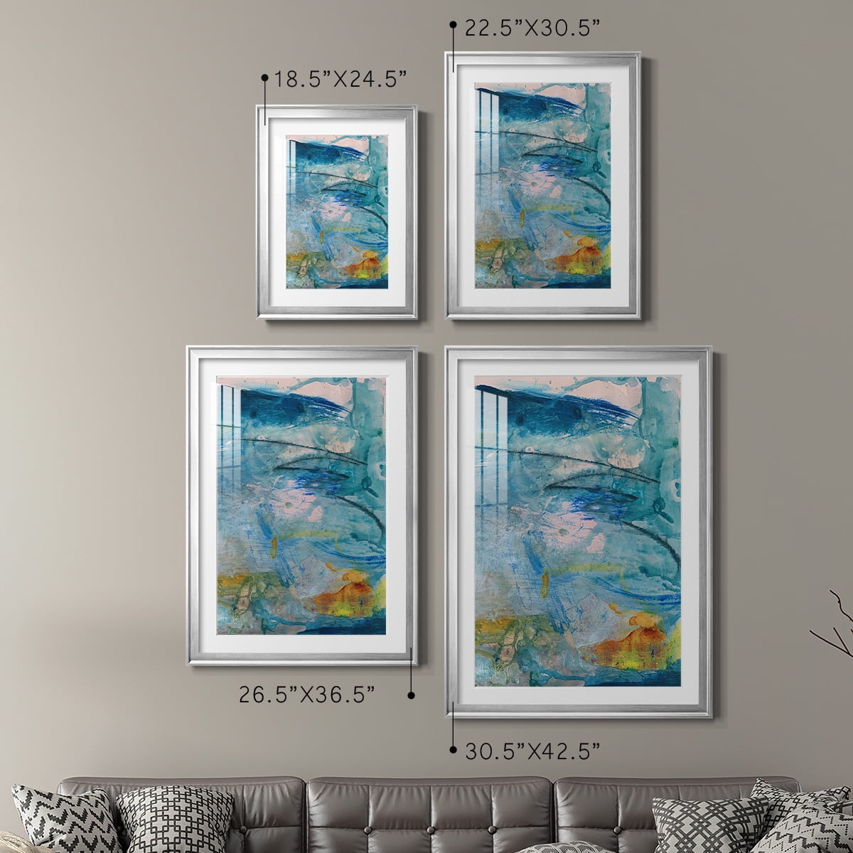 Wexford Home Spring Winds V Premium Framed Print, 18.5" x 24.5" - Ready to Hang, Silver (Set of 2)