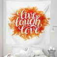 thumbnail image 1 of Live Laugh Love Tapestry, Hand Drawn Style Cheerful Brushstroke Background Motivation Phrase Print, Fabric Wall Hanging Decor for Bedroom Living Room Dorm, 5 Sizes, Orange White, by Ambesonne, 1 of 1