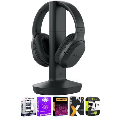 Sony WH-RF400 Wireless Home Theater Headphones Black Bundle with Tech Smart USA Audio Entertainment Essentials Bundle 2020 and 1 Year Extended Protection Plan