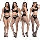 thumbnail image 4 of Medias de red de talla grande, medias de red negras, medias altas hasta el muslo, pantimedias con tirantes, paquete de 4, 4 of 6