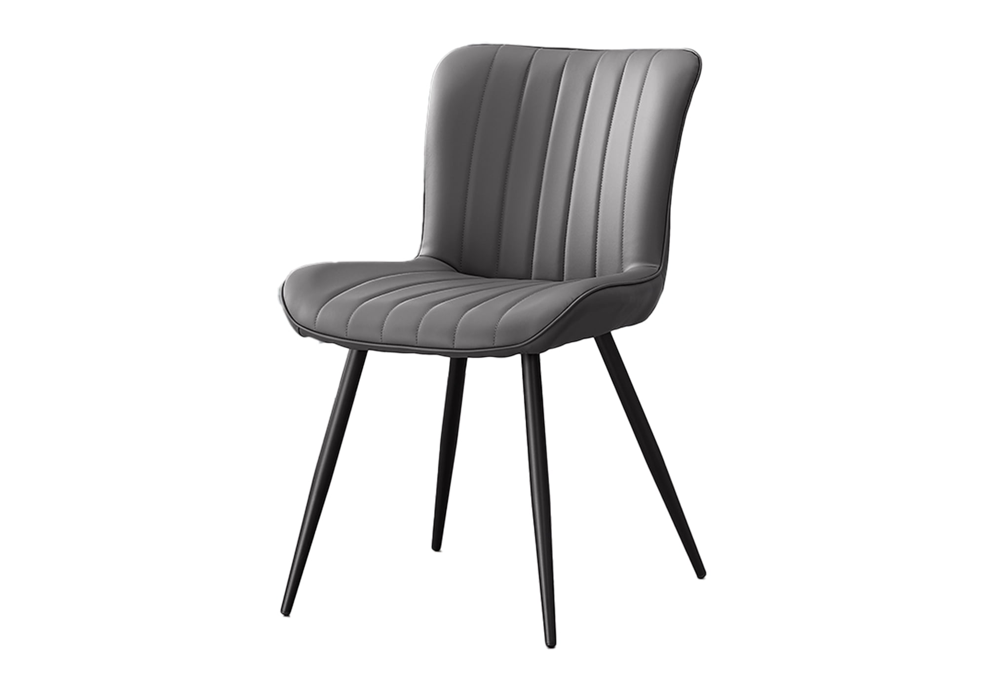 Monarch Specialties - Dining Chair, 33" Height, Dining Room, Kitchen, Upholstered, Side, Set Of 2, Grey Leather Look, Black Metal, Contemporary, Modern