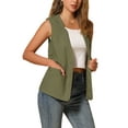thumbnail image 4 of INSPIRE CHIC Women's Button Down Vest Top Cotton Linen V Neck Sleeveless Casual Jacket XS Army Green, 4 of 6