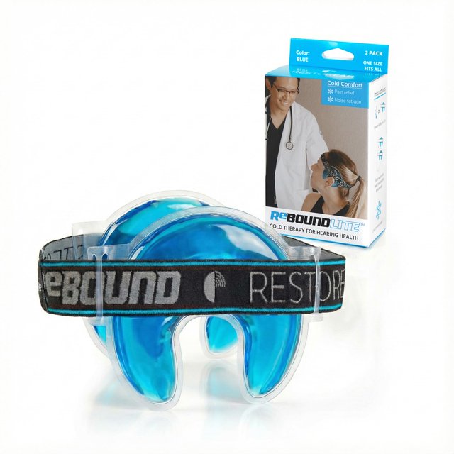 Compresas frías RestorEar Rebound Lite en forma de U, gel, paquete de 2