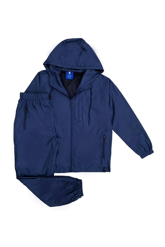 Mens 2-Piece light weight Windbreaker Suit Jogger Sauna GYM Set with Mesh Lining