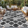 thumbnail image 2 of Black Morocco Outdoor Rug 5x8 Ft - Reversible Patio Rug Outdoor Camping Rugs, Retro Geometric Grey Ethnic Tribal Art Washable Indoor Outdoor Area Rugs, Non-Slip Outdoor Carpet Runner for Deck/Porch, 2 of 8