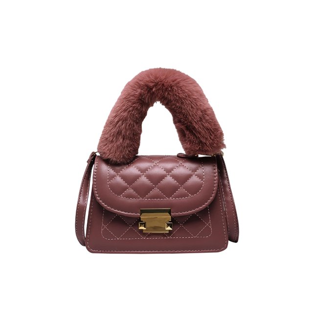 Bolsa cruzado con patrón de celosía para mujer, sólidos de PU con mango de felpa (rosa) Ehuebsd Para Estrenar