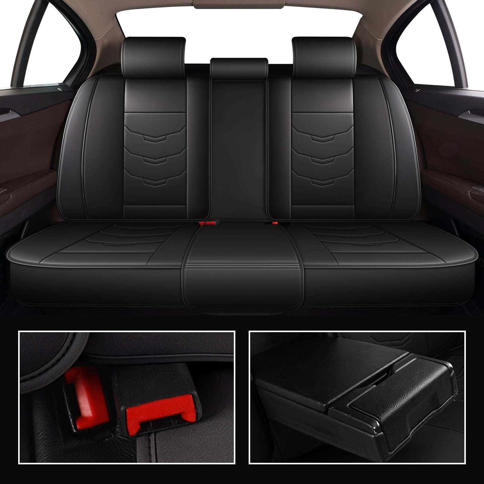 HQBQBUG Seat Covers Full Set Fit for Chevrolet Chevy Camaro 2000-2025 Automotive Seat Cover Leather Breathable Waterproof Carseat Protector Black,FullSet(5Seat)