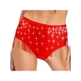thumbnail image 2 of Choomomo Womens Shimmery Rhinestone Dance Shorts for Latin Salsa Belly Dance Party Club Performance Red L, 2 of 5