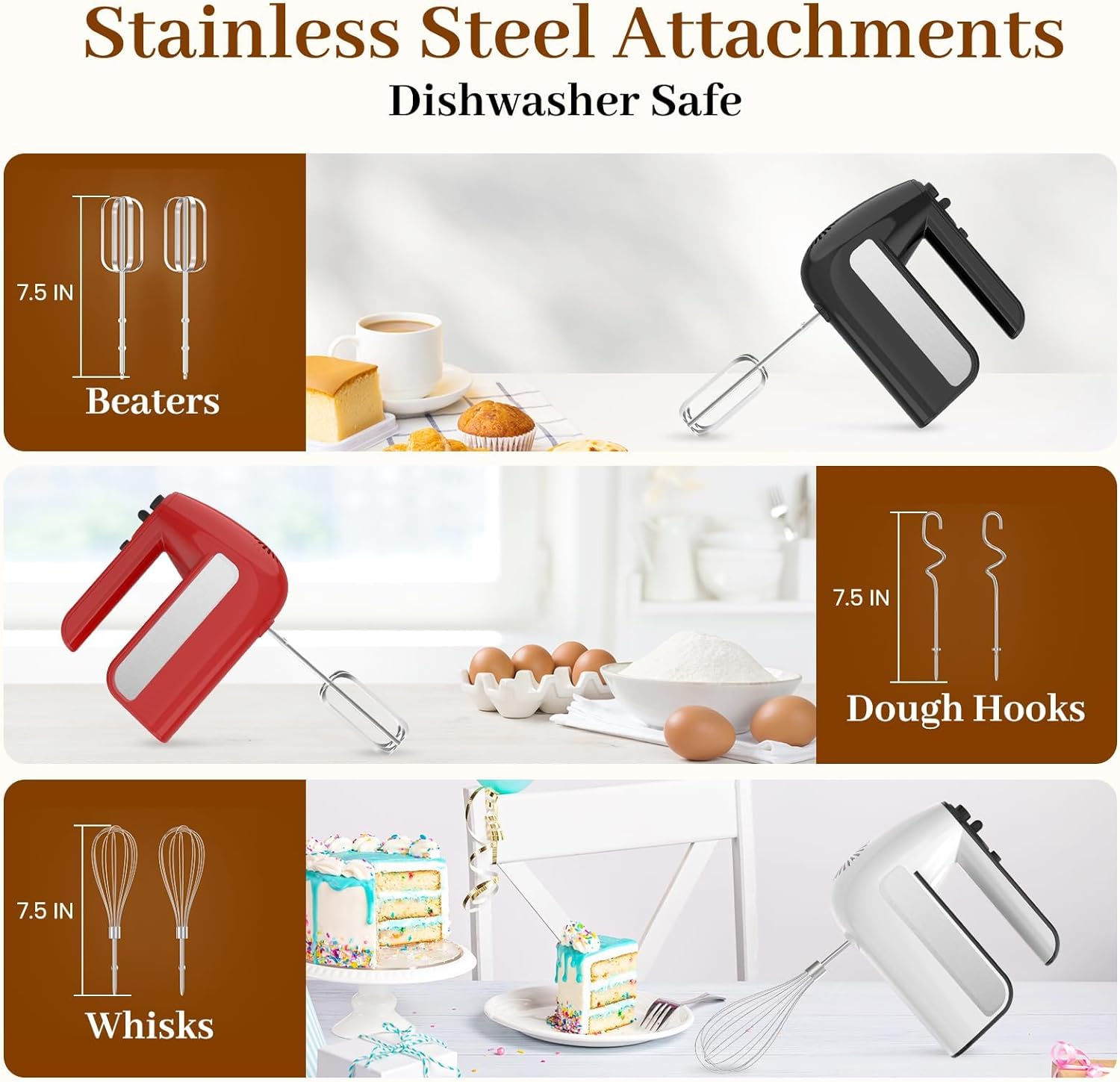 5-Speed Electric Hand Mixer with Turbo, 800W Kitchen Food Mixer for Baking & Cooking