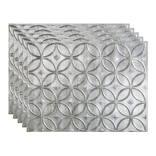 FASÄDE Rings Decorative Vinyl 18in x 24in Backsplash Panel in Crosshatch Silver (5 Pack)