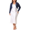 thumbnail image 2 of Agnes Orinda Women's Plus Size Mother's Day Sheer Floral Lace Shrug Open Front Crop Cardigan Navy Blue 1X, 2 of 5