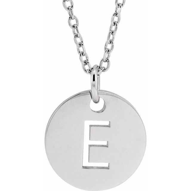 Precious Stars Collier Unisexe en Or Blanc 14 K avec Disque Pendule Initiale E