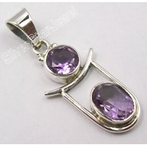 SilverStarJewel 925 Silver Faceted Purple Amethyst 2 Gem Trendy Pendant 1.4" Christmas Day