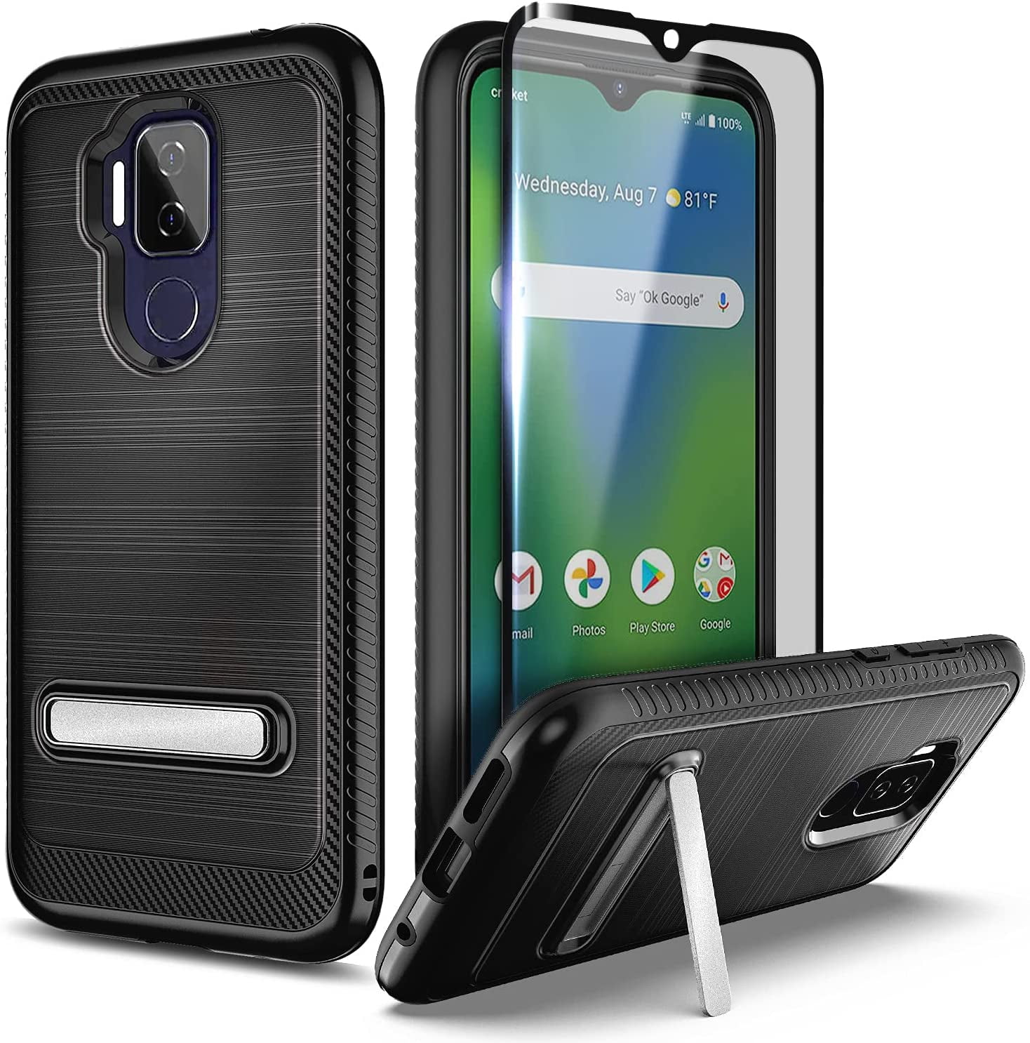 Shockproof with Full Edged Tempered Glass Screen Protector Non-Slip Brushed Black Samsung Galaxy A6 Case Durable Armor Defender Accessory Hybrid Premium Tough Dual Layer 