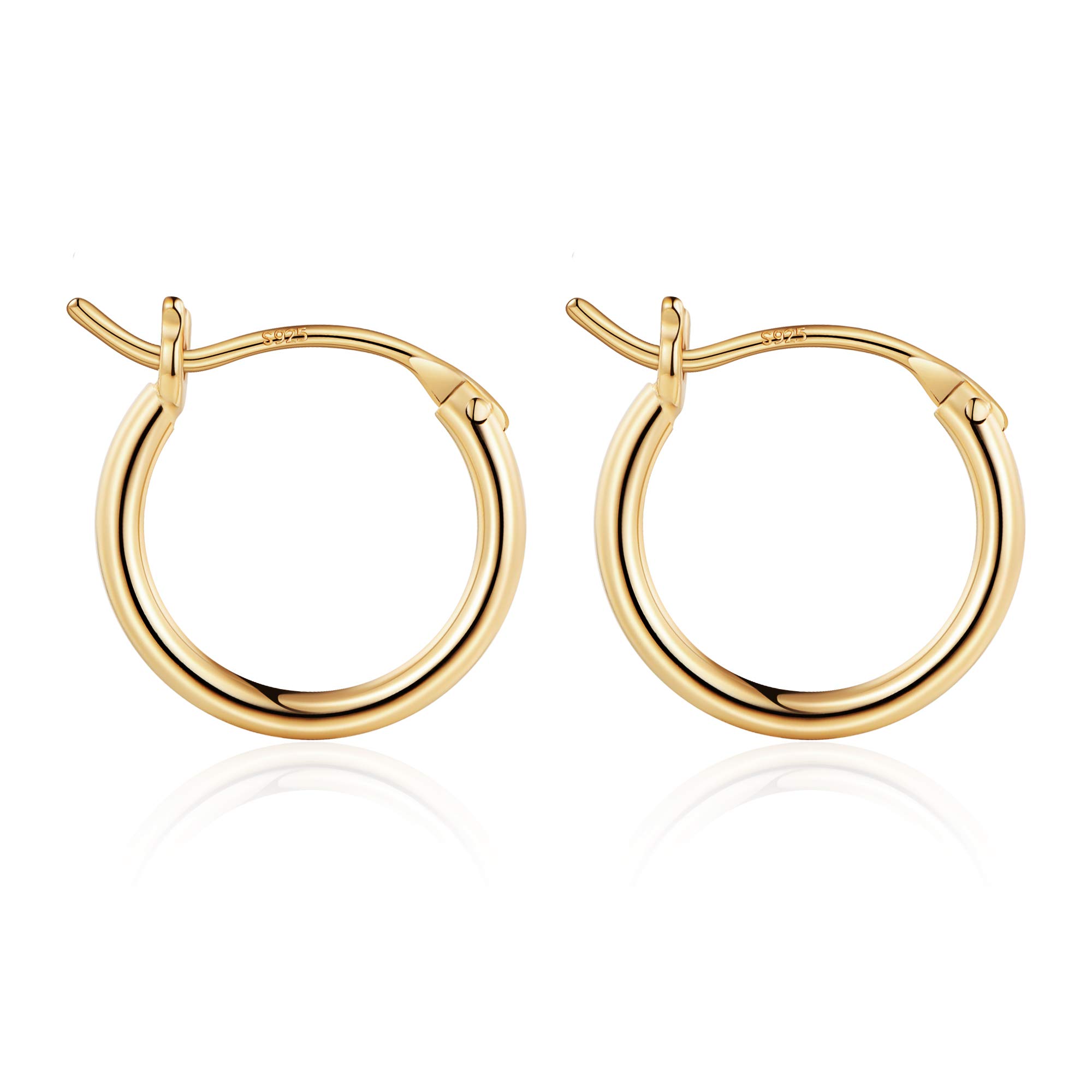 Turandoss Thick Gold Plated Chunky Small Hollow Tube Hoops Earrings for Women Nickel Free Jewelry Birthday Teacher Appreciation Mothers Day Graduation Gifts for Her Mom Wife Ideas