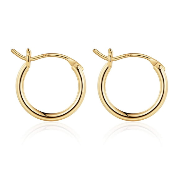 Turandoss Thick Gold Plated Chunky Small Hollow Tube Hoops Earrings for Women Nickel Free Jewelry Birthday Teacher Appreciation Mothers Day Graduation Gifts for Her Mom Wife Ideas