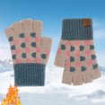 thumbnail image 2 of Gubotare Kid Gloves Winter Kids Double Layer Warm Knit Mittens Girls Boys Winter Outdoor Gloves (Khaki,6-9 Years), 2 of 4