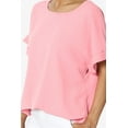 thumbnail image 5 of Women's PLUS Lightweight Woven Dolman Short Sleeve Boat Neck Relaxed Blouse Basic Top, 5 of 7