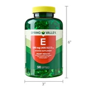 Spring Valley Vitamin E Dietary Supplement Softgels for Heart Health, 180 mg, 500 Count