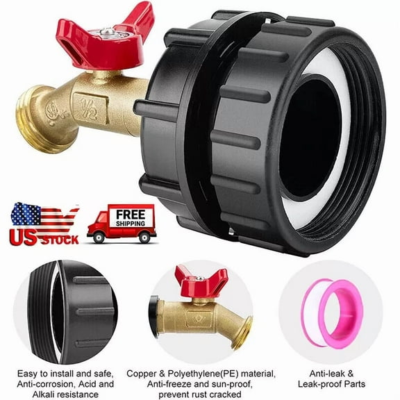 275-330 Gallon Ibc Tote Water Tank Adapter 3/4" Brass Fittings Valve Connector