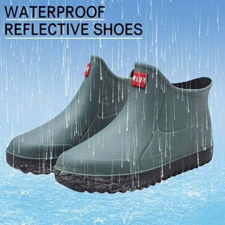 

sebulube Men Short Rain Boots Waterproof Garden Shoes Non Slip MenComfortable Insole Fashion Lightweight Ankl