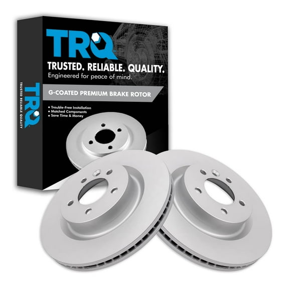 TRQ Front Brake Rotors Set Vented Premium G-Coated Fits Select 2005-2009 Land Rover LR3 2006-2009 Range Rover Sport