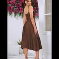 thumbnail image 4 of Vestido Midi con Corsé, Aberturas Fluidas y Cordones para Mujer, Vestido Informal de Verano de Corte A para Fiesta de Té. Marrón XL, 4 of 7