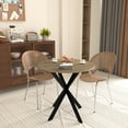 thumbnail image 4 of Modern 31.5 Inch Round Table, Brown , Metal Legs, Seats 2 - 4, Design Dining Color, Contemporary Style, 4 of 5