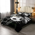 thumbnail image 5 of Football Print Bedding Set Boys Black White Soccer Ball Comforter Set For Kids Children Teens Sports Theme Game Competition Comforter 3D America Football Duvet Set Bedroom Decor Quilt Set 3Pcs Full, 5 of 5