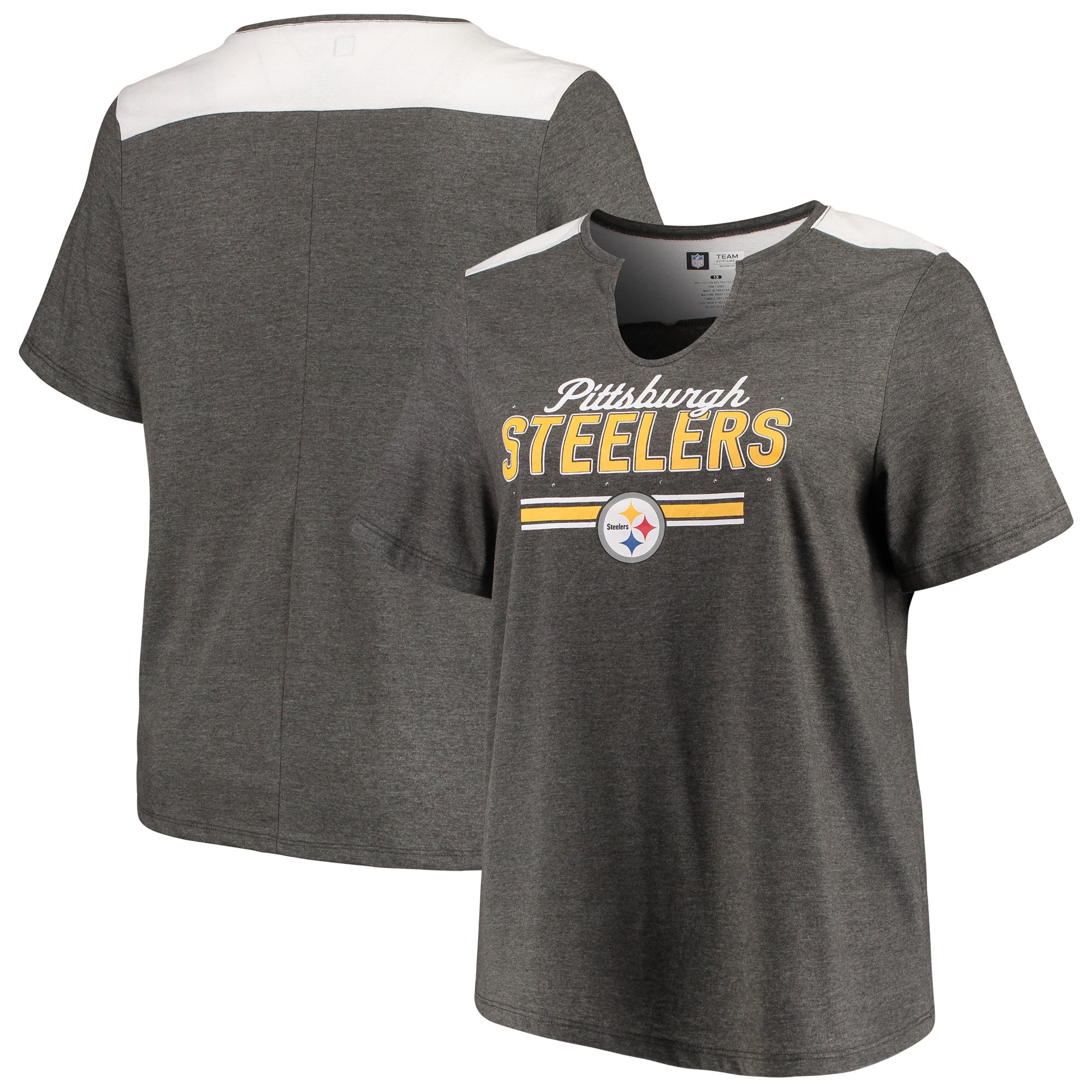 Pittsburgh Steelers Majestic Women's Notch Neck Plus Size TShirt