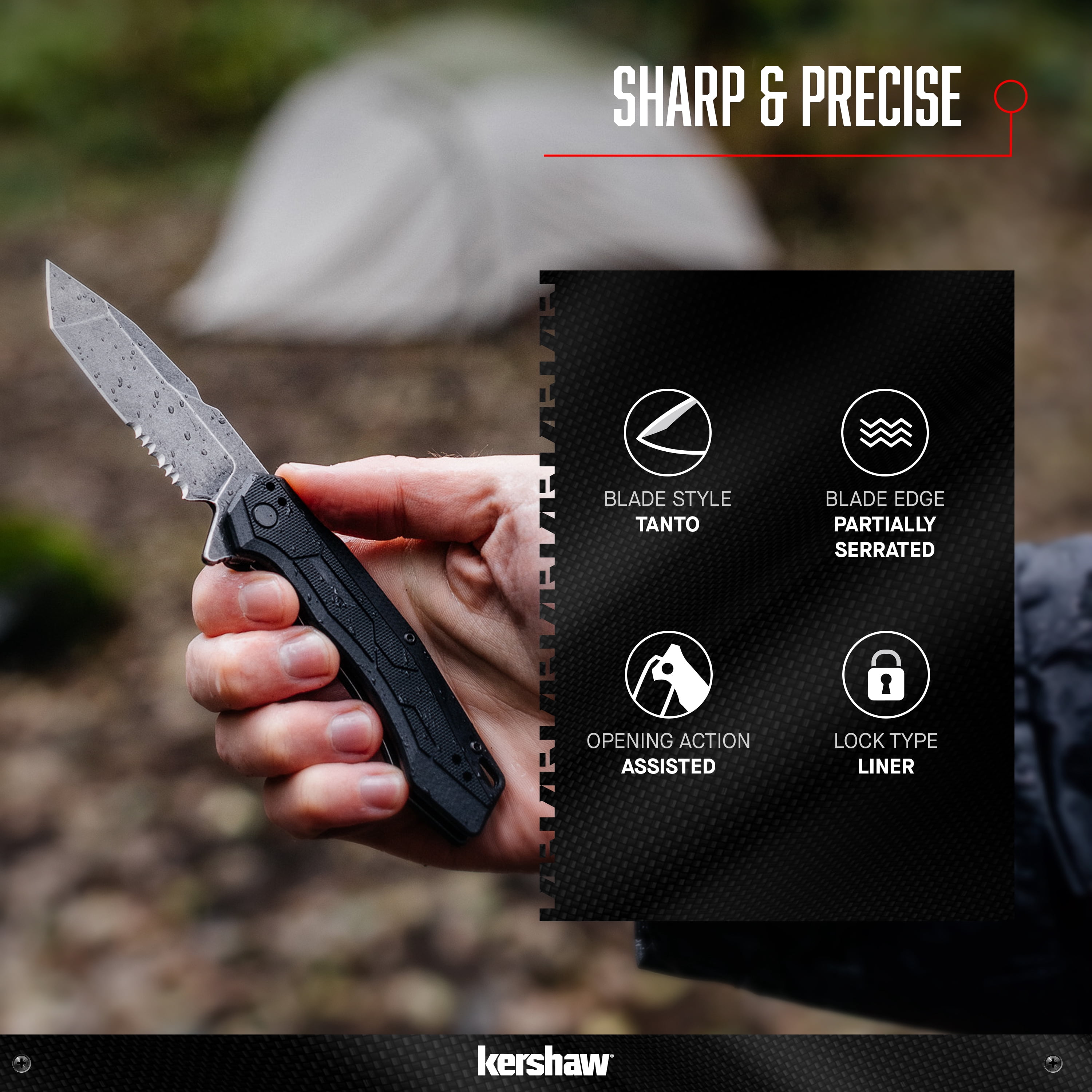 Kershaw Analyst Folding Pocket Knife, 3.25" Blade with Assisted Opening