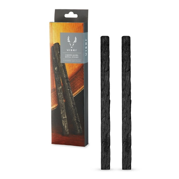 Viski Liquor Aging Refill Sticks, 2 Charred Oak Sticks for Whiskey and Rum