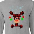 thumbnail image 4 of Inktastic Cute Flannel Reindeer with Christmas Bulbs and Snowflakes Long Sleeve T-Shirt, 4 of 5