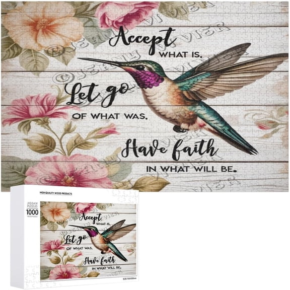 Hummingbird Faith Quote 500 Piece Jigsaw Puzzle for Adults Inspirational Nature Puzzle Game