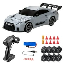 SugarBloom 1:24 Scale RC Drift Car with LED Lights, 2.4GHz 20KM/H High-Speed Remote Control Vehicle, Drifting Tires & Two Batteries,Light Gray