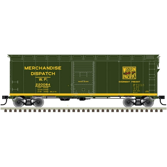 Atlas HO Scale 1937 AAR 40' Boxcar (Kit) Western Pacific #220084 (Green/Yellow)