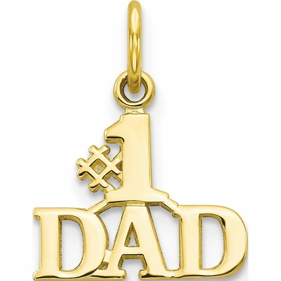 10K Yellow Gold #1 Dad Charm (17 X 13) Made In United States 10c449