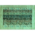 thumbnail image 1 of Ahgly Company Indoor Rectangle Oriental Turquoise Blue Modern Area Rugs, 7' x 9', 1 of 4