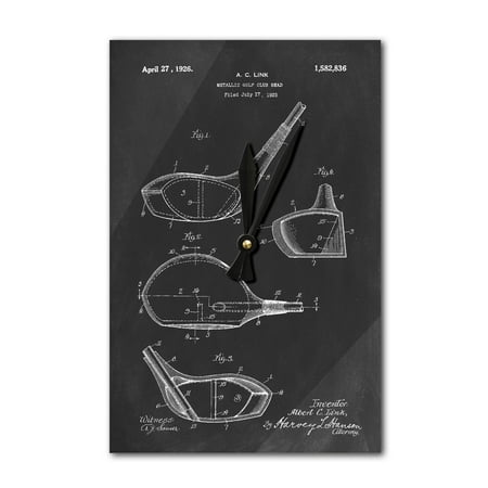 - Blackboard Patent - Golf Club Driver - Lantern Press Artwork (Acrylic Wall Clock)