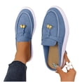 thumbnail image 5 of Women Shoes Womens Loafers Slip On Mules for Women Closed Toe Casual Flats Comfort Canvas Flat Shoes Tassel Decor Non Slip Wide Width Walking Slides Fashion House Shoes for Daily Dress Travel, 5 of 8