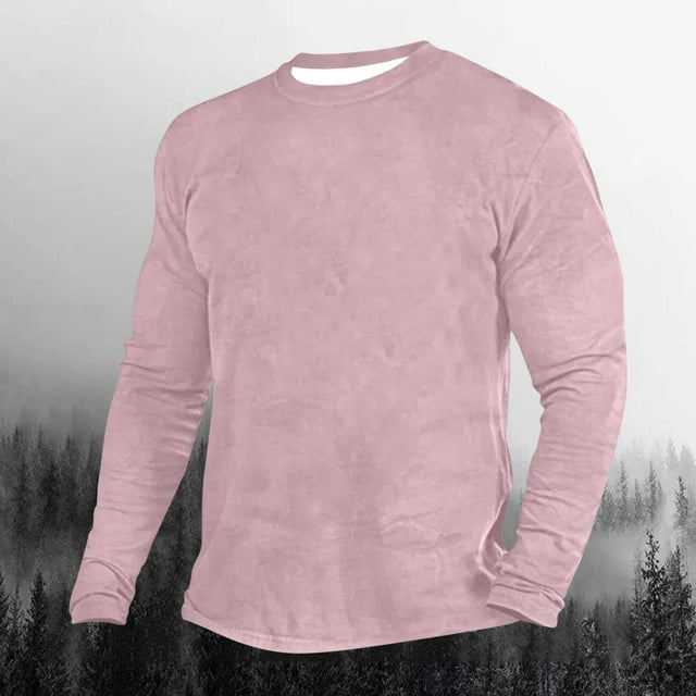 pstuiky camisas de manga larga para hombre, Camiseta de manga larga para hombre con cuello redondo y color liso. camisetas de hombre xxl