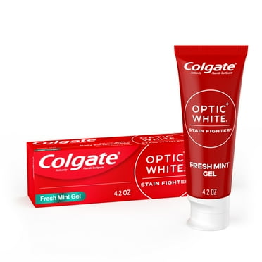 Colgate Optic White Stain Fighter Teeth Whitening Gel Toothpaste, Fresh Mint, 4.2 oz Tube
